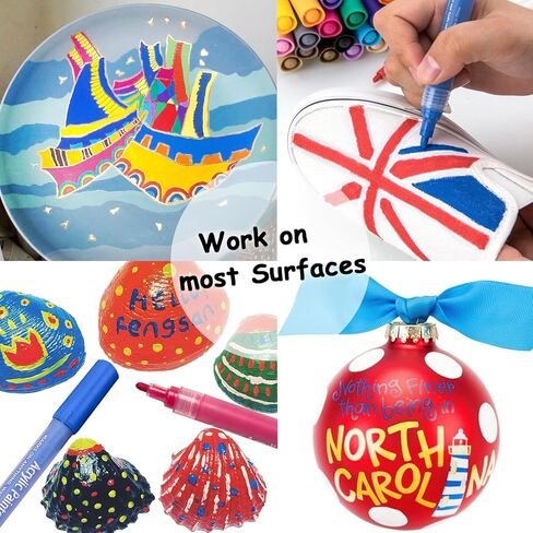 أقلام طلاء أكريليك من Dyvicl للرسم الصخري، والسيراميك، والزجاج، والخشب، والنسيج، والقماش، والكوب، واليقطين، ومستلزمات صناعة الحرف اليدوية، وحرف سجل القصاصات، وصناعة البطاقات، ومجموعة أقلام تحديد الطلاء الأكريليك من 12 لونًا in Kuwait