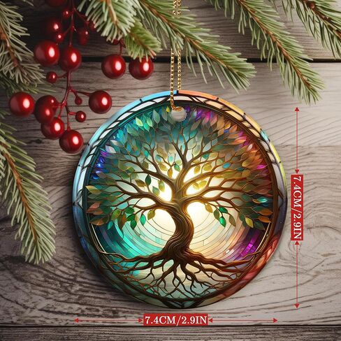 Colorful Ceramic Tree of Life Christmas Ornament, Tree of Life Ornaments for Christmas Tree, Christmas Holiday Decor, Tree of Life Gifts, Christmas Ornament Gift Ideas - Pattern B in Saudi Arabia