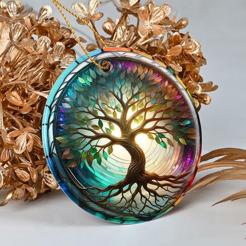 Colorful Ceramic Tree of Life Christmas Ornament, Tree of Life Ornaments for Christmas Tree, Christmas Holiday Decor, Tree of Life Gifts, Christmas Ornament Gift Ideas - Pattern B in Saudi Arabia