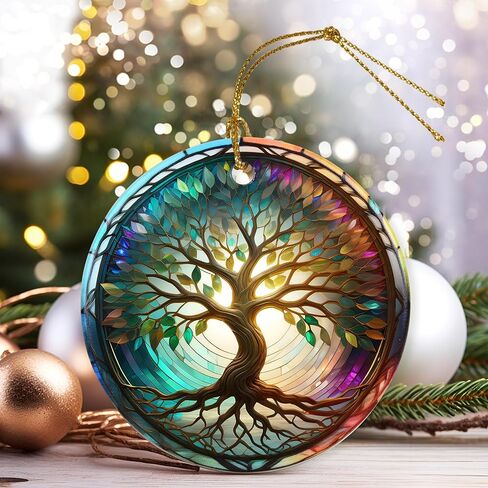 Colorful Ceramic Tree of Life Christmas Ornament, Tree of Life Ornaments for Christmas Tree, Christmas Holiday Decor, Tree of Life Gifts, Christmas Ornament Gift Ideas - Pattern B in Saudi Arabia