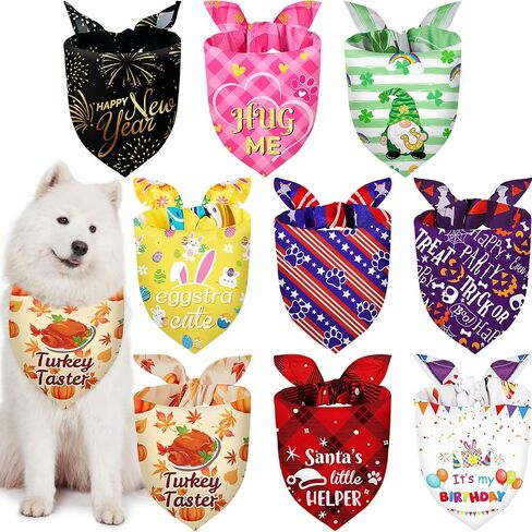 Weewooday 9 Pcs Holiday Dog Bandanas Adjustable Washable Pet Scarves in Saudi Arabia