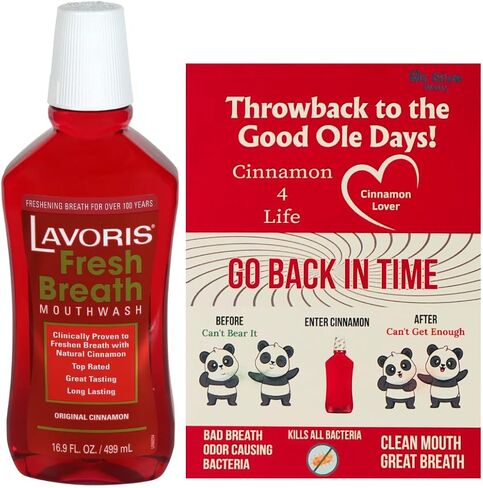 Lavoris Mouthwash Original Cinnamon 6 Pack 16.9 oz + 1 Custom Mc Give Away Postcard | Best Tasting Mouthwash | Best Mouthwash for Bad Breath | Mouth wash for Adults in Saudi Arabia