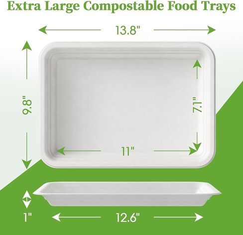 Ecolipak 50 Pack 14 Inch Disposable Food Trays Crawfish Trays, Compostable Large Paper Plates, Disposable Trays for Serving Food, BBQ, Seafood Boil Party Supplies, Thanksgiving, Christmas in Saudi Arabia