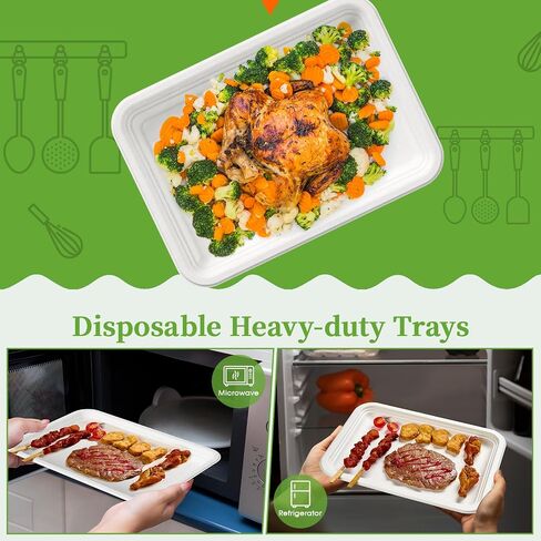 Ecolipak 50 Pack 14 Inch Disposable Food Trays Crawfish Trays, Compostable Large Paper Plates, Disposable Trays for Serving Food, BBQ, Seafood Boil Party Supplies, Thanksgiving, Christmas in Saudi Arabia