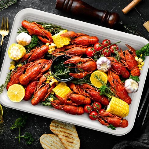 Ecolipak 50 Pack 14 Inch Disposable Food Trays Crawfish Trays, Compostable Large Paper Plates, Disposable Trays for Serving Food, BBQ, Seafood Boil Party Supplies, Thanksgiving, Christmas in Saudi Arabia