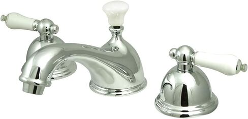 Kingston Brass KS3961PL Restoration Widespread Lavatory Faucet with Porcelain Lever Handle, Polished Chrome, 8-Inch Adjustable Center in Saudi Arabia