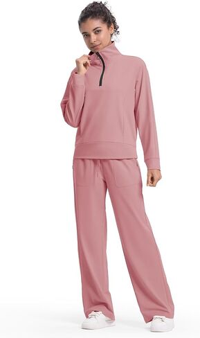 Women's Matching Set Outfits 2 Pieces Travel Clothes Tracksuits Sweat Suits Fall Fashion with 4 Pockets in Saudi Arabia