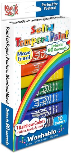 أعواد طلاء تمبرا صلبة من كويك ستيكس، 10 ألوان جوهرية، أعواد طلاء قابلة للغسل للأطفال، تجفيف سريع للغاية، غير سامة، خالية من مسببات الحساسية، أعواد طلاء بألوان الجوهرة، طلاء للأطفال والأطفال الصغار in Kuwait