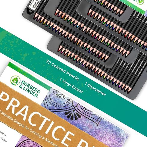 Norberg & Linden Colored Pencils for Adult Coloring, Premium 72 Color Pencils, Soft Core Coloring Set, Art Craft Supplies Gift for Kids and Beginners in Kuwait