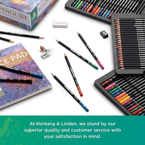 Norberg & Linden Colored Pencils for Adult Coloring, Premium 72 Color Pencils, Soft Core Coloring Set, Art Craft Supplies Gift for Kids and Beginners in Kuwait