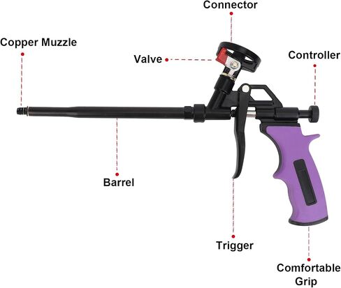 Spray Foam Gun Expanding Foam Gun Less Cleaner, Updated Teflon Pro Foam Dispensing Gun, Insulating Foam Sealant Sprayer, Pu Foaming Applicator for Caulking and Insulation in Saudi Arabia