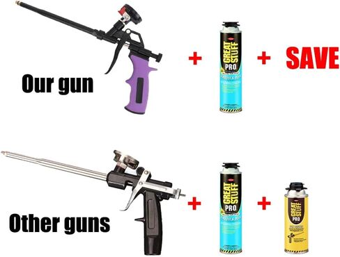 Spray Foam Gun Expanding Foam Gun Less Cleaner, Updated Teflon Pro Foam Dispensing Gun, Insulating Foam Sealant Sprayer, Pu Foaming Applicator for Caulking and Insulation in Saudi Arabia