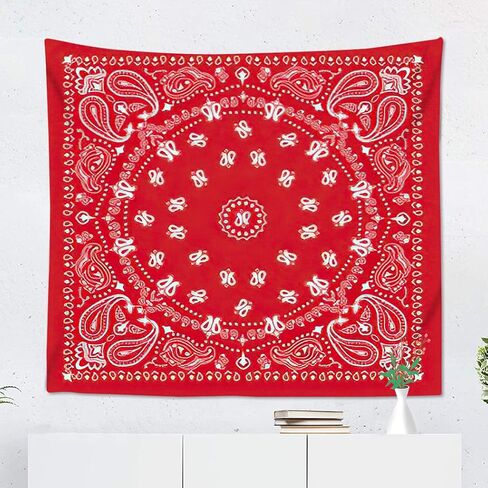 Western Tapestry Wall Hanging White And Blue Geometric Line White Bandana Wall Tapestry Wall Decor For Bedroom Living Room Outdoor Wall Art 60x80 Inch in Saudi Arabia
