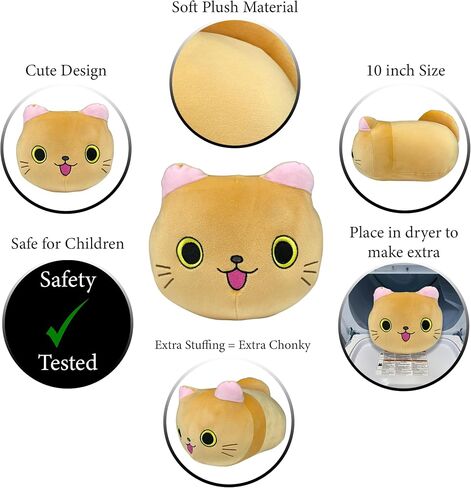 Pineapple Cat Plush Toy, Orange Cat Stuffed Animal Pillow, Cute Soft Cat Plushie Kitten Squishy Stuffy - 10 Inch in Saudi Arabia