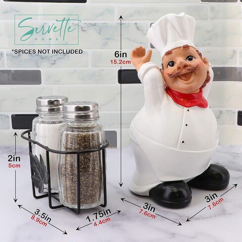 Chef Salt and Pepper Shakers Set Ceramic Kitchen Décor - Full Chef in Saudi Arabia