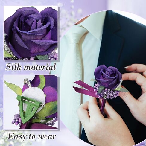 Geosar 20 Pcs Wedding Boutonniere for Men Rose Boutonnieres Wedding Boutonniere with Pin Groom Groomsmen Boutonniere Buttonholes Man Suit Corsage for Vintage Wedding Ceremony Anniversary Dinner in Saudi Arabia