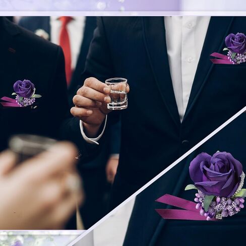 Geosar 20 Pcs Wedding Boutonniere for Men Rose Boutonnieres Wedding Boutonniere with Pin Groom Groomsmen Boutonniere Buttonholes Man Suit Corsage for Vintage Wedding Ceremony Anniversary Dinner in Saudi Arabia
