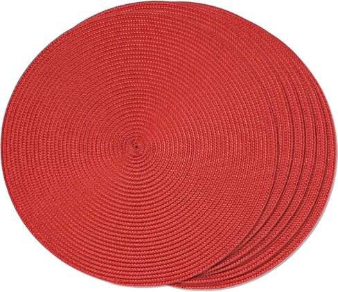 FunWheat Round Braided Placemats Set of 6 Table Mats for Dining Tables Woven Washable Non-Slip Place mats 15 inch for Summer(Blue, 6pcs) in Kuwait