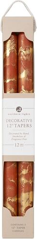Premium Decorative Tapers - 12" 2PK - Terra Cotta w/Gold - 73301 in Saudi Arabia