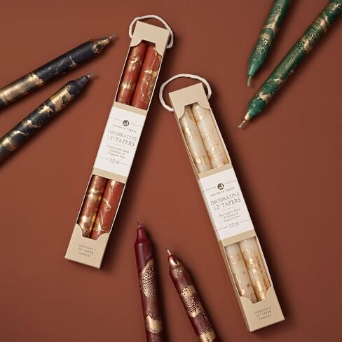 Premium Decorative Tapers - 12" 2PK - Terra Cotta w/Gold - 73301 in Saudi Arabia