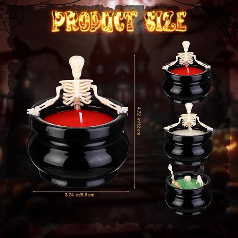 3 Pcs Halloween Skeleton Candle Halloween Decorations, Gothic Skull Candle Long Burning Soy Candle, Vintage Farmhouse Decoration for Home Room Table Indoor Birthday Spooky Gifts, 3 Colors in Saudi Arabia