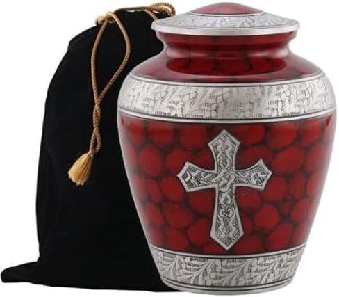 Elite Cross Cloud Cremation Urn - Large Adult Urn - Urn for Ashes - Handcrafted Affordable Urn for Human Ashes with Velvet Bag (Blue Cross) in Saudi Arabia