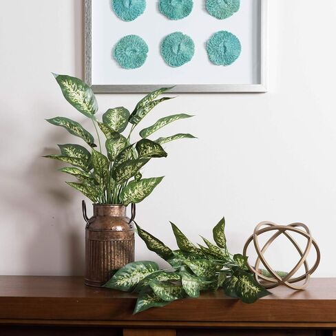 Vickerman 22 "شجيرة Dieffenbachia Exotica باللونين الأخضر والأبيض - نباتات خضراء لديكور المنزل أو المكتب - صيانة مجانية - شجيرة صناعية - واقعية ومورقة in Saudi Arabia