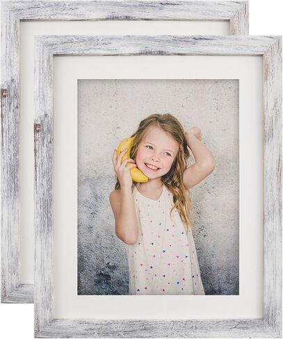 VSIONROCK 10x10 Brown Picture Frames Set of 2, Display Pictures 8x8 with Mat or 10x10 Without Mat for Wall Mounting and Tabletop, Made of High Definition Glass in Kuwait