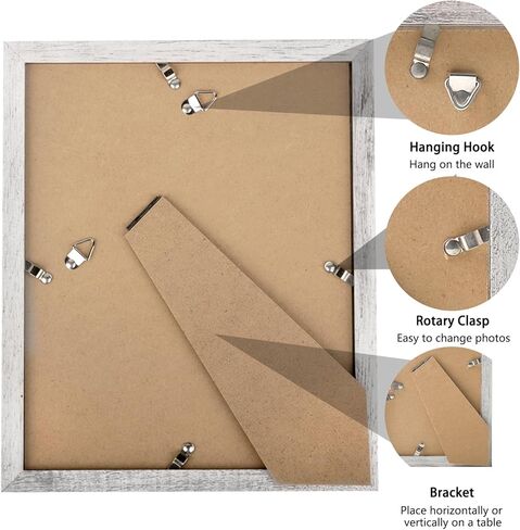 VSIONROCK 10x10 Brown Picture Frames Set of 2, Display Pictures 8x8 with Mat or 10x10 Without Mat for Wall Mounting and Tabletop, Made of High Definition Glass in Kuwait