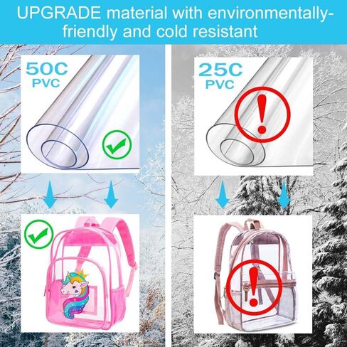 AGSDON 3PCS Clear Backpack for Girls, Kids Unicorn Transparent Bookbag Heavy Duty, Cute See Through Backpacks with Lunch Bag - Pink in Saudi Arabia