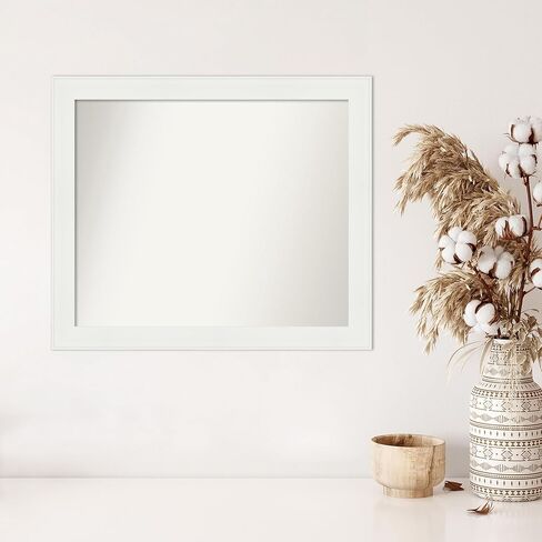 Amanti Art Custom Mirror, Vanity White Narrow Bathroom Mirror, Wall Mirror or Bathroom Vanity Mirror Over Sink (31.5 x 37.5 in.) Non-Beveled Mirror, White Mirror, Casual Mirror from WI, USA in Saudi Arabia