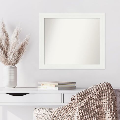 Amanti Art Custom Mirror, Vanity White Narrow Bathroom Mirror, Wall Mirror or Bathroom Vanity Mirror Over Sink (31.5 x 37.5 in.) Non-Beveled Mirror, White Mirror, Casual Mirror from WI, USA in Saudi Arabia