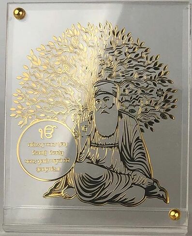 shree kreations Gold Plated Tree of Life Gurunanak Ji's Frames Showpiece on Acrylic Stand for Car Dashboard, Home, Office Table in Saudi Arabia