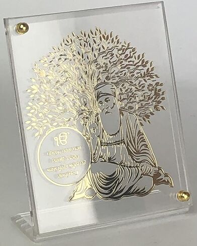 shree kreations Gold Plated Tree of Life Gurunanak Ji's Frames Showpiece on Acrylic Stand for Car Dashboard, Home, Office Table in Saudi Arabia