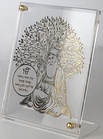 shree kreations Gold Plated Tree of Life Gurunanak Ji's Frames Showpiece on Acrylic Stand for Car Dashboard, Home, Office Table in Saudi Arabia