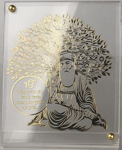 shree kreations Gold Plated Tree of Life Gurunanak Ji's Frames Showpiece on Acrylic Stand for Car Dashboard, Home, Office Table in Saudi Arabia