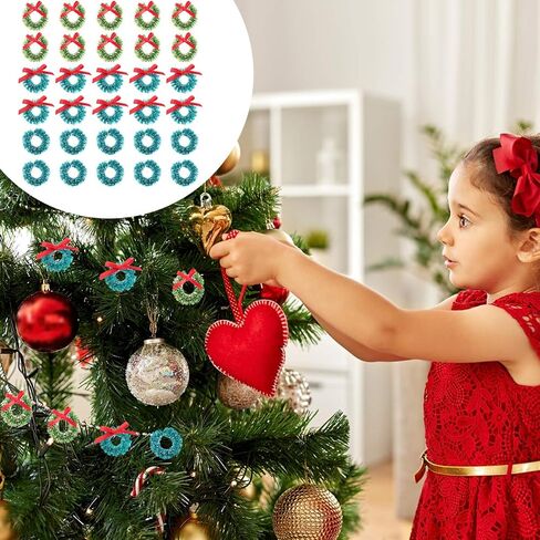 30Pcs Mini Christmas Wreaths Artificial Christmas Wreath Christmas Tree Ornament Dollhouse Accessories for Xmas Holiday Supplies in Saudi Arabia
