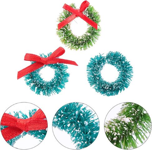30Pcs Mini Christmas Wreaths Artificial Christmas Wreath Christmas Tree Ornament Dollhouse Accessories for Xmas Holiday Supplies in Saudi Arabia