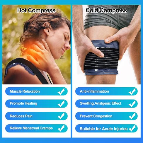 عبوات ثلج للإصابات قابلة لإعادة الاستخدام، 3 عبوات ثلج جل ساخن وبارد، غلاف ثلج للركبة، عبوات ثلج مع أشرطة قابلة للتعديل للركبتين والظهر والكتفين والذراعين والساقين in Kuwait