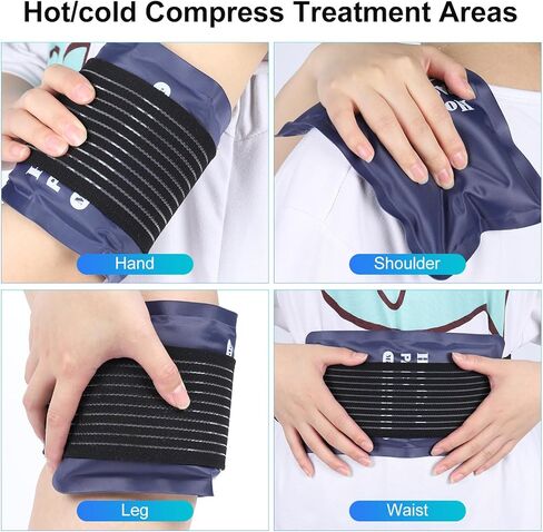 عبوات ثلج للإصابات قابلة لإعادة الاستخدام، 3 عبوات ثلج جل ساخن وبارد، غلاف ثلج للركبة، عبوات ثلج مع أشرطة قابلة للتعديل للركبتين والظهر والكتفين والذراعين والساقين in Kuwait
