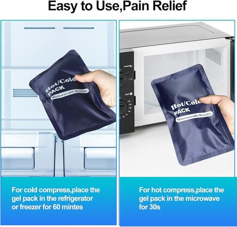 عبوات ثلج للإصابات قابلة لإعادة الاستخدام، 3 عبوات ثلج جل ساخن وبارد، غلاف ثلج للركبة، عبوات ثلج مع أشرطة قابلة للتعديل للركبتين والظهر والكتفين والذراعين والساقين in Kuwait