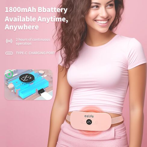 Electric Heating Pad for Period Cramps - Portable, Adjustable Heat & Massage Pad with 6 Levels & Timer - Relief from Menstrual & PMS Pain, Ideal Valentine's Day Gift for Women & Girls, Pink in Saudi Arabia