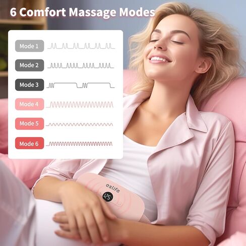 Electric Heating Pad for Period Cramps - Portable, Adjustable Heat & Massage Pad with 6 Levels & Timer - Relief from Menstrual & PMS Pain, Ideal Valentine's Day Gift for Women & Girls, Pink in Saudi Arabia
