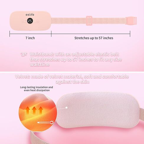 Electric Heating Pad for Period Cramps - Portable, Adjustable Heat & Massage Pad with 6 Levels & Timer - Relief from Menstrual & PMS Pain, Ideal Valentine's Day Gift for Women & Girls, Pink in Saudi Arabia