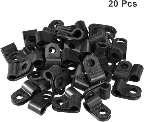 uxcell 20Pcs Nylon R-Type Cable Clamp Organizer Cord Clips for Wire Management 4.8mm Black UC-0.5 in Saudi Arabia