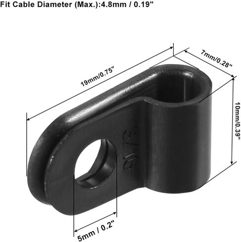 uxcell 20Pcs Nylon R-Type Cable Clamp Organizer Cord Clips for Wire Management 4.8mm Black UC-0.5 in Saudi Arabia