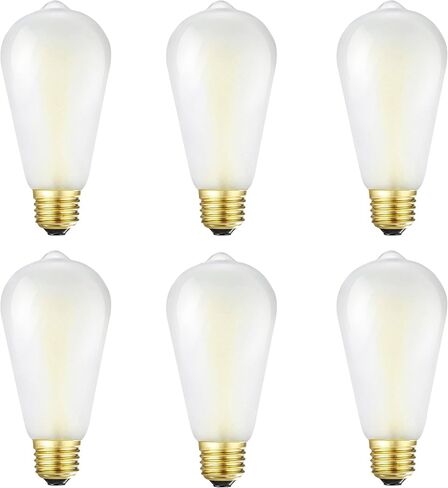 مصابيح إديسون LED متجمدة E26، 6 وات مكافئة 60 وات، أبيض دافئ 2700 ك، 600 لومن، AC120V، ST58 لمبات خيوط LED عتيقة قابلة للتعتيم مع 90+ CRI، حزمة من 6 (6 وات = 60 وات أبيض دافئ) in Saudi Arabia