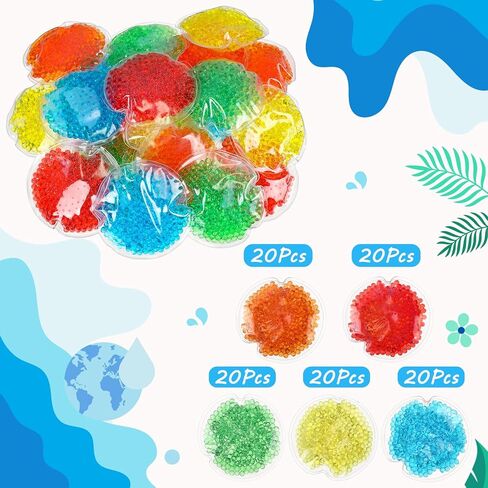 100 قطعة من عبوات ثلج بو بو من تريلاكو مقاس 10.16 سم، عبوات ثلج هلامية صغيرة قابلة لإعادة الاستخدام، عبوات ثلج دائرية باردة وساخنة للضغط البارد، حمى أسنان الحكمة، إصابات وتخفيف الألم، 5 ألوان in Kuwait