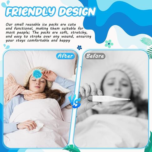 100 قطعة من عبوات ثلج بو بو من تريلاكو مقاس 10.16 سم، عبوات ثلج هلامية صغيرة قابلة لإعادة الاستخدام، عبوات ثلج دائرية باردة وساخنة للضغط البارد، حمى أسنان الحكمة، إصابات وتخفيف الألم، 5 ألوان in Kuwait