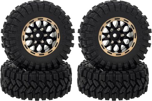 MEUS Racing 1.2 Brass Beadlock Wheels & Tire Set -4mm Offset/ET for Traxxas TRX4M Axial SCX24 AX24 FMS FCX24 Redcat Ascent-18 1/24 1/18 RC Crawler Car, 77g/pc (Style C) in Kuwait